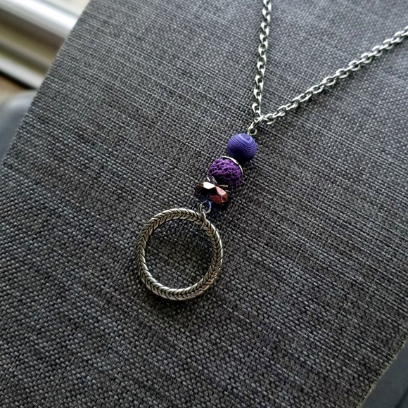 Matte Agate Lava Stone Essential Oils Necklace - Picture 3 of 5